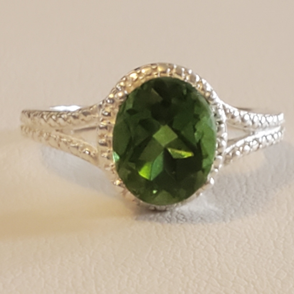 Sterling Silver Green Cz Ring